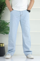 Denim 'Urban Skater' Comfort-Waist Baggy Jeans In Ice Blue